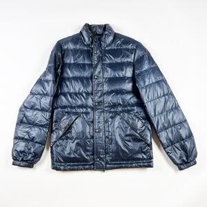 J Crew mens navy blue puffer jacket coat down filled size XS